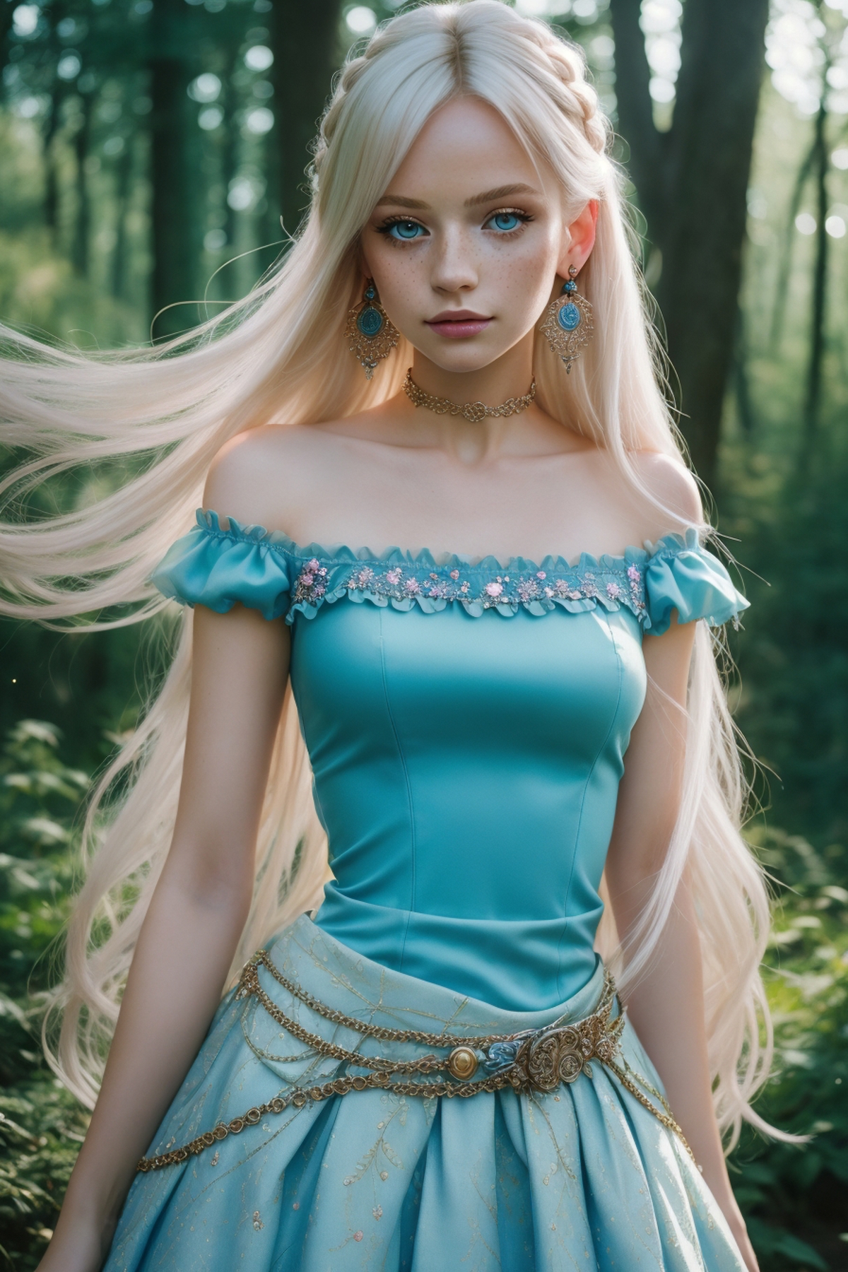 (masterpiece,best quality:1.5),  woman with white hair, straight hair, blue clothes, holding a sword, in the style of dark...